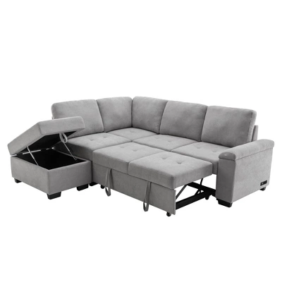 NicBex Modern Pull Out Sofa Bed Convertible Sleeper Sofa With Storage Ottoman And USB Port For Living Room 7 NicBex Modern Pull Out Sofa Bed Convertible Sleeper Sofa With Storage Ottoman And USB Port For Living Room - Image 7