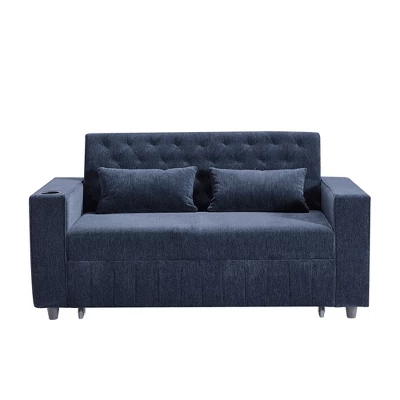 Modern 3-in-1 Pull-Out Sofa Bed With Storage Shelves, USB Ports & Cup Holders, Convertible Sleeper Sofa Couch For Small Spaces - ModernLuxe 10 Modern 3-in-1 Pull-Out Sofa Bed With Storage Shelves, USB Ports & Cup Holders, Convertible Sleeper Sofa Couch For Small Spaces - ModernLuxe - Image 10