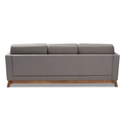 Baxton Studio Sava Fabric Upholstered Walnut Wood 3 Seater Sofa Gray - BaxtonStudio -Baxton Studio Shop GUEST 0035e331 f34f 4fa9 aa91 9180b705f0a2