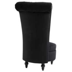 HOMCOM High Back Accent Chair, Upholstered Armless Chair, Retro Button-Tufted Royal Design With Thick Padding And Rubberwood Leg, Black -Baxton Studio Shop GUEST 0040f46e 7179 45e0 8d15 c5cca37eef65