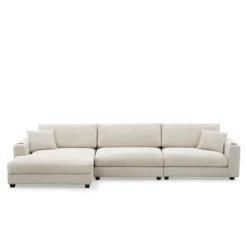 134"W Oversized Corduroy Sectional Sofa, L Shaped Sofa Couch With USB Charging Port, Cup Holder 4B -ModernLuxe -Baxton Studio Shop GUEST 0048400b 6816 4943 8820 5dc094b08cec 1