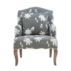 Floral Upholstered Armchair - Gray - Linon