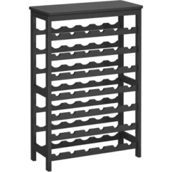 SONGMICS 42-Bottle Wine Rack Free Standing Floor, 7-Tier Display Wine Storage Shelves With Table Top, Bamboo Wobble-Free Bottle Holder, Ink Black -Baxton Studio Shop GUEST 00889932 ee54 46c7 9c01 28ca01de8206