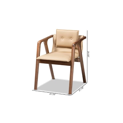 2pc Marcena Imitation Leather Upholstered And Wood Dining Chair Set - Baxton Studio 8 2pc Marcena Imitation Leather Upholstered And Wood Dining Chair Set - Baxton Studio - Image 8