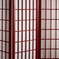 6 Ft. Tall Window Pane Shoji Screen - Rosewood (4 Panels)