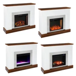 Cerkby Industrial Fireplace White/Dark Tobacco - Aiden Lane -Baxton Studio Shop GUEST 01117470 2ae8 4418 8581 99fee34603b4
