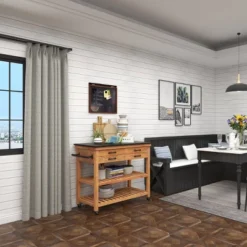 Coastal Wood Kitchen Cart Brown - Olivia & May -Baxton Studio Shop GUEST 01341408 c292 491a a268 930b3cb7db22