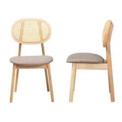 Baxton Studio 2pc Darrion Fabric And Wood Dining Chairs Gray/Natural Oak/Light Brown: Upholstered, Rubberwood Frame -Baxton Studio Shop GUEST 013a1251 43ba 4b92 ae38 097b6857c2d9