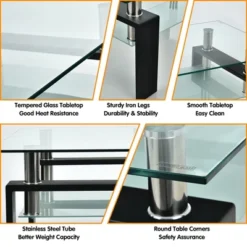 Costway Rectangle Glass Coffee Table Metal Legs End Table Livingroom WhiteBlackCoffeeNature -Baxton Studio Shop GUEST 0150b0f2 8e10 4bb8 9b09 167ace8e52af