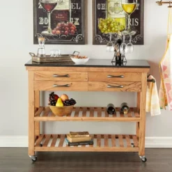 Coastal Wood Kitchen Cart Brown - Olivia & May -Baxton Studio Shop GUEST 01825d0c a45f 40b8 a7fc 9a8645ddbc1e