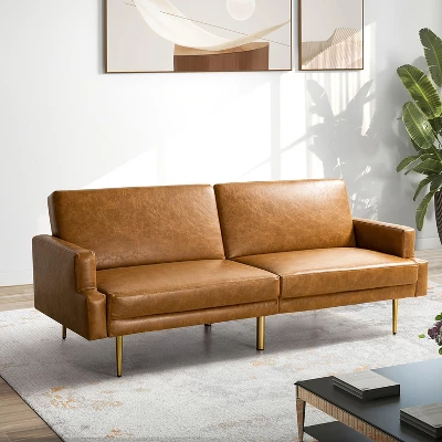 Lanna 76"Wide Vegan Leather Modern Style Convertible Futon Sofa Bed For Living Room Guest Bedroom | ARTFUL LIVING DESIGN 12 Lanna 76"Wide Vegan Leather Modern Style Convertible Futon Sofa Bed For Living Room Guest Bedroom | ARTFUL LIVING DESIGN - Image 12