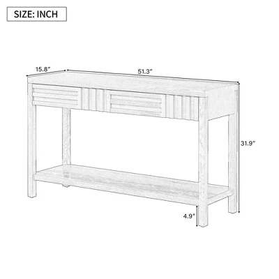 Modern Ash Veneer Console Table With 2 Drawers, Rustic Striped Entryway Table, Narrow Sofa Table - ModernLuxe 2 Modern Ash Veneer Console Table With 2 Drawers, Rustic Striped Entryway Table, Narrow Sofa Table - ModernLuxe - Image 2