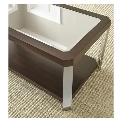 Truman Cocktail Table With Casters, Mirror Top, Metal Legs - Steve Silver Co. 1 Truman Cocktail Table With Casters, Mirror Top, Metal Legs - Steve Silver Co.