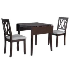 Foldable Dining Table Set For Small Space, 5 Pcs Set Farmhouse Style, Small Kitchen Table Set With Drop Leaf And 4 Dining Upholstered Chairs, Black 26 Foldable Dining Table Set For Small Space, 5 Pcs Set Farmhouse Style, Small Kitchen Table Set With Drop Leaf And 4 Dining Upholstered Chairs, Black -Baxton Studio Shop GUEST 01bccc3b 38f5 4490 a82a 056c16a156a7