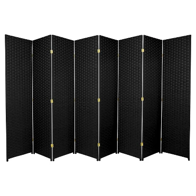 8 Panel Tall Woven Fiber Room Divider Black 1 8 Panel Tall Woven Fiber Room Divider Black