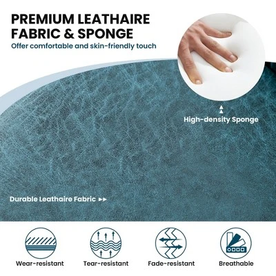 Costway Set Of 2 Swivel Accent Chair Modern Leathaire Armchairs W/ Beech Wood Legs GreyBlueBrown 6 Costway Set Of 2 Swivel Accent Chair Modern Leathaire Armchairs W/ Beech Wood Legs GreyBlueBrown - Image 6