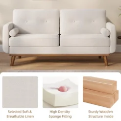 64" Loveseat Sofa, Mid Century Modern Couch Comfy Love Seat Couches For Living Room -Baxton Studio Shop GUEST 01d54baf b7f3 4709 ab89 f763664ba0fe