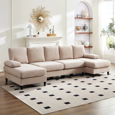 Mjkone U Shaped Sectional Sofa, 4-Seat Modular Sofa, Living Room Modern Couch With Chaise 3 Mjkone U Shaped Sectional Sofa, 4-Seat Modular Sofa, Living Room Modern Couch With Chaise - Image 3