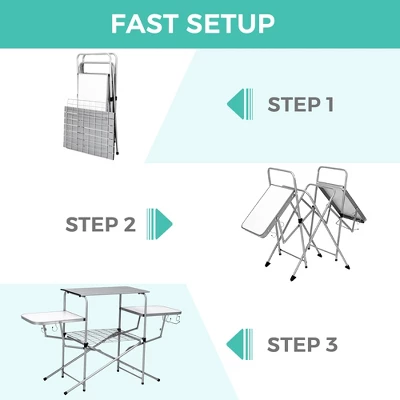 Costway Foldable Camping Table Outdoor Kitchen Portable Grilling Stand Folding BBQ Table 6 Costway Foldable Camping Table Outdoor Kitchen Portable Grilling Stand Folding BBQ Table - Image 6