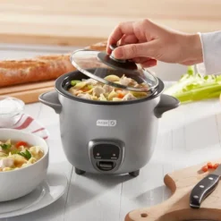 Dash 2-Cup Electric Mini Rice Cooker - Graphite: Small Rice Maker, Automatic Keep Warm, Includes Recipes & Accessories
