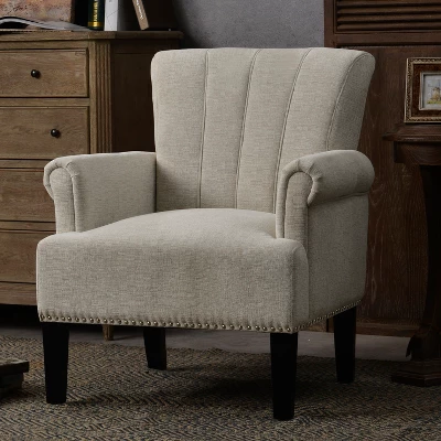 Accent Rivet Tufted Polyester Armchair-ModernLuxe 7 Accent Rivet Tufted Polyester Armchair-ModernLuxe - Image 7