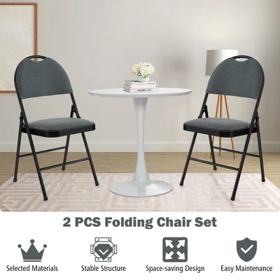 Costway 2/4 Pack Folding Chairs Portable Padded Office Kitchen Dining Chairs Grey 4 Costway 2/4 Pack Folding Chairs Portable Padded Office Kitchen Dining Chairs Grey - Image 4