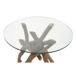 Log And Glass Round Accent Table Tan - Olivia & May -Baxton Studio Shop GUEST 032cf040 c683 4a01 adef 18861e808f52