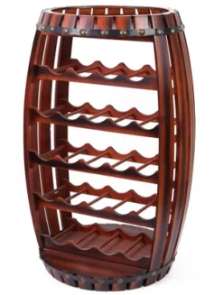 Vintiquewise Rustic Barrel Shaped Wooden Wine Rack For 23 Bottles 9 Vintiquewise Rustic Barrel Shaped Wooden Wine Rack For 23 Bottles -Baxton Studio Shop GUEST 0340933b 48a1 4a32 90a6 034dcb2d8408