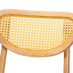 Baxton Studio 2pc Nenet Wood And Rattan Dining Chair Set Oak Brown/Light Brown: Mid-Century, Crescent Backrest, Angled Legs -Baxton Studio Shop GUEST 034424f4 7d67 4aab bd1b c48ce6a720de