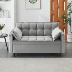 SKRAN Convertible Sleeper Sofa Bed LoveSeat Casual Couch Velvet Sofa, With Pull-Out Bed And Adjustable Backrest For Home Apartment Living Room -Baxton Studio Shop GUEST 034c4059 0a0b 4204 b909 7ff341daf73e