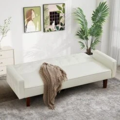 MyDepot 74.4″ Leather Convertible Loveseat - Sofa Bed With Tapered Wood Legs -Baxton Studio Shop GUEST 0361be9b 42fb 48c8 9918 adbd87cae3b3