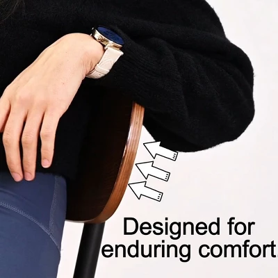 Dining Chairs Set Of 4, Armless Side Chairs With Black Metal Legs, Cream Boucle Seats And Curved Backrest For Dining Room-Maison Boucle 6 Dining Chairs Set Of 4, Armless Side Chairs With Black Metal Legs, Cream Boucle Seats And Curved Backrest For Dining Room-Maison Boucle - Image 6