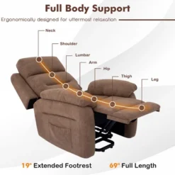Costway Power Lift Recliner Chair Sofa For Elderly W/ Side Pocket & Remote Control GreyBrown -Baxton Studio Shop GUEST 03acb0a3 4e8e 433e a40d 7becf03e5d88