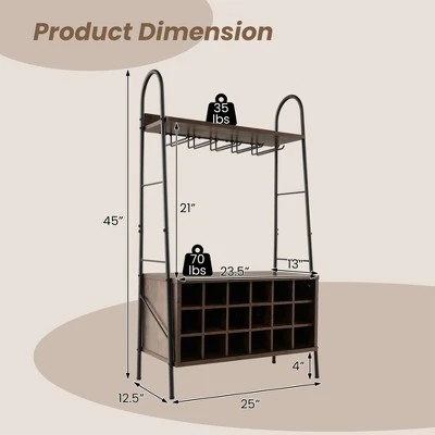Costway Industrial Rack Freestanding Bottle Holder With Stemware Holder & Open Shelves 2 Costway Industrial Rack Freestanding Bottle Holder With Stemware Holder & Open Shelves - Image 2