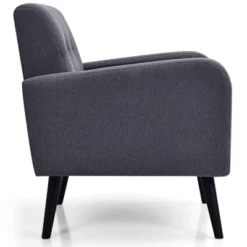 Tangkula Modern Upholstered Accent Chair Linen Fabric Single Sofa With Rubber Wood Leg Grey/ Blue -Baxton Studio Shop GUEST 03e9e8b9 f0a7 4a1d 9337 05534ecfb53b