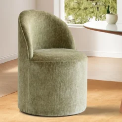 Rolling Barrel Dining Chair, Modern Armless Upholstered Accent Chair With Casters For Kitchen, Home Office, Or Dining Room-Maison Boucle -Baxton Studio Shop GUEST 04175c37 36a4 45fb 89e3 3141b1701299