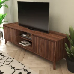 Flash Furniture Hatfield Mid-Century Modern TV Stand For Up To 64 Inch TV's - 60 Inch Media Center With Adjustable Center Shelf And Dual Soft Close Doors -Baxton Studio Shop GUEST 043f73c6 f798 4b38 b363 4d8e472c2a9a 1