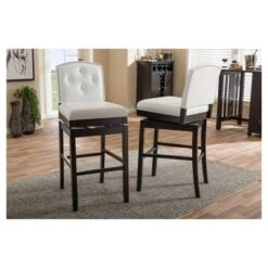 Set Of 2 Ginaro Faux Leather Button Tufted Upholstered Swivel Barstools White - Baxton Studio 5 Set Of 2 Ginaro Faux Leather Button Tufted Upholstered Swivel Barstools White - Baxton Studio -Baxton Studio Shop GUEST 04707773 afb7 44d4 ad10 0c70cd2e0d66