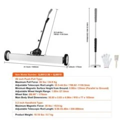 VEVOR 36-Inch Magnetic Sweeper With Wheels,55 Lbs Capacity, With Telescoping Magnetic Pickup Tool, Adjustable Handle, Magnetic Pickup Sweeper, White -Baxton Studio Shop GUEST 04966991 c583 4752 bb3c f7ea5da18235