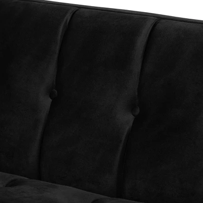 Ambra Velvet Upholstered And Button Tufted Sofa Black/Gold - Baxton Studio 4 Ambra Velvet Upholstered And Button Tufted Sofa Black/Gold - Baxton Studio - Image 4