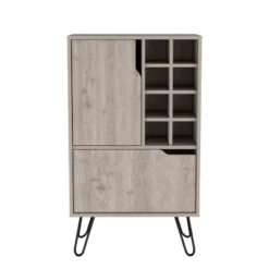 Gulches 4 Shelf Liquor Cabinet With 8 Wine Bottle Cubbies, Spacious Top For Glasses, 2 Single-Door Cabinets, Ideal For Narrow Spaces -Baxton Studio Shop GUEST 04c2dc45 258e 4b97 8475 fe770f329895 1