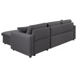 87.4"W Modern L-Shaped Sectional Sofa, Elegant Upholstered Sleeper Sofa Bed With Storage Chaise & 2 Throw Pillows, Gray - ModernLuxe -Baxton Studio Shop GUEST 04c87446 f737 4baa b8f6 e06e54a8c654