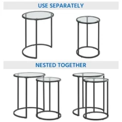 Yaheetech Round Nesting End Table Set With Metal Frame And Glass Top For Living Room -Baxton Studio Shop GUEST 04ea441c 0213 4854 856c adc10a221c78