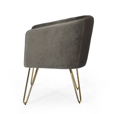 Grelton Modern Glam Velvet Club Chair With Hairpin Legs - Christopher Knight Home 3 Grelton Modern Glam Velvet Club Chair With Hairpin Legs - Christopher Knight Home - Image 3