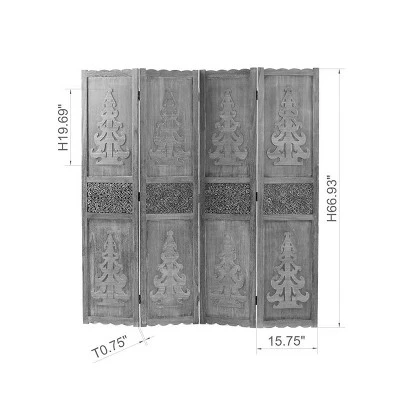 Legacy Decor 4 Panel Room Divider With Handcrafted Design And Brown Finish 1 Legacy Decor 4 Panel Room Divider With Handcrafted Design And Brown Finish