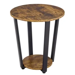 Yaheetech Industrial Side Table, Round Sofa Table With Storage Rack -Baxton Studio Shop GUEST 0514f2bc 8fc8 4c4d 839b df59747fa380