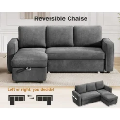 Dyonery 81" Sleeper Sofa Bed With Pull Out Bed, L Shaped Couch Sectional Sleeper Sofa, Pull Out Couch With Reversible Storage Chaise -Baxton Studio Shop GUEST 051d3968 9ca7 416f b4b1 dccdc7dd2987