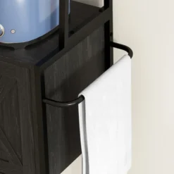 HOMCOM Kitchen Baker's Rack With Power Outlet, LED Lights, Microwave Stand With Storage Shelves, Wine Bottle Rack, Barn Door Cabinet -Baxton Studio Shop GUEST 0529ed9b 2be4 4b36 a2a6 5c692092699f