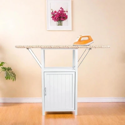 ORRD Solid Wood Folding Ironing Board With Storage Cabinet Heat Resistant Sponge For Small Spaces Laundry Room Antique White 9 ORRD Solid Wood Folding Ironing Board With Storage Cabinet Heat Resistant Sponge For Small Spaces Laundry Room Antique White - Image 9