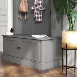 HOMCOM Hall Tree With Bench And Shoe Storage, Entryway Bench With Coat Rack, Mudroom Bench With Storage And Hooks For Hallway, Gray -Baxton Studio Shop GUEST 053c44a5 095d 4759 8646 7f88b42b1083